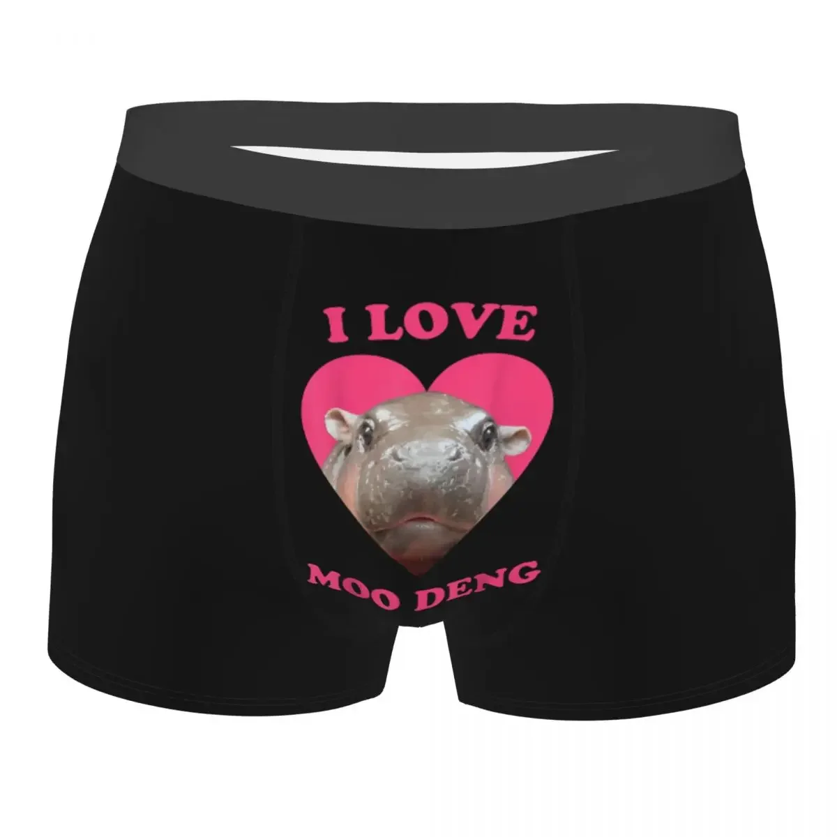 I Love Moo Deng Famous  Pigmy Hippo Men Underwear Boxer Shorts Panties Funny Soft Underpants for Male S-XXL