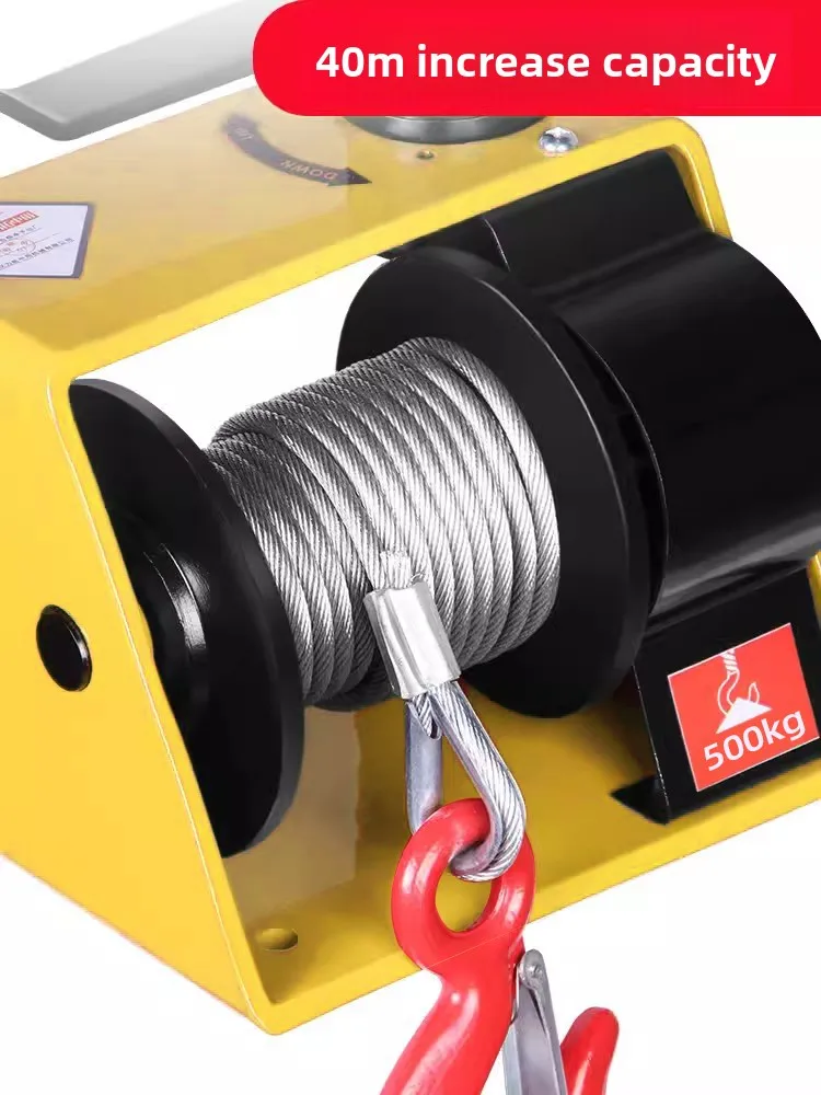 CX Self-locking Hand Winch Turbo Worm Hoist with Brakes Heavy Duty, Small Crane