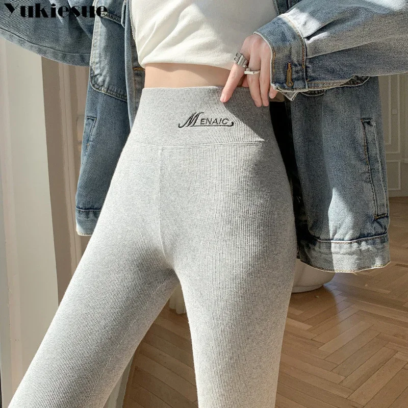 Leggings femininas 2023 inverno nova versátil edição coreana fino pelúcia manter quente ajuste perna calças de cintura alta elasticidade calças casuais