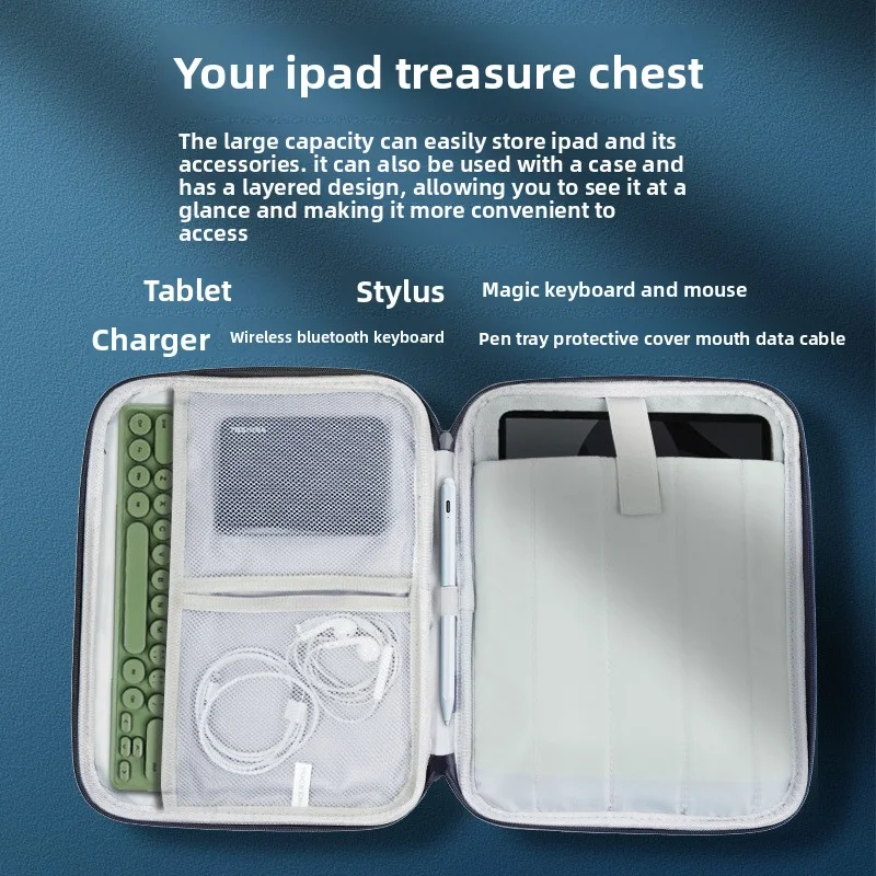 

Tablet Bag 12.9 inch EVA Storage Bag Waterproof Anti Fall Protective Case for iPad Pencil Pro Adapter Magic Keyboard Kindle