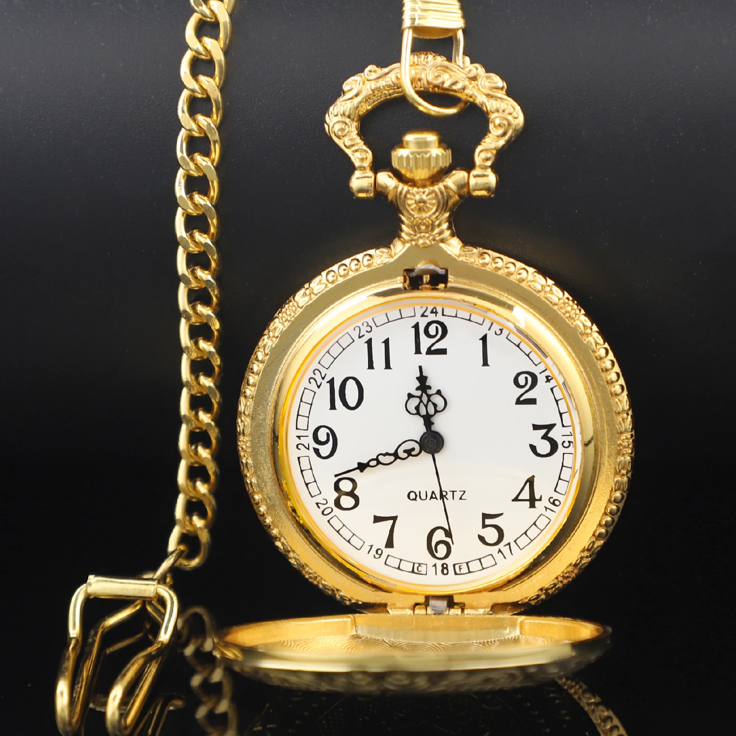 Креативные золотые нежные резные узоры с щитом для женщин и мужчин, кварцевые карманные часы, аналоговые карманные часы из ротанга с цветочным принтом, Reloj De Madera