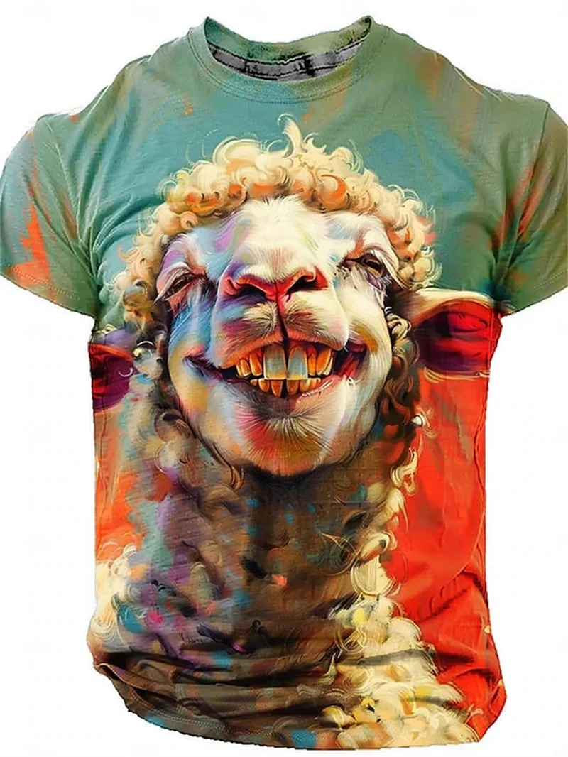 Men\'s Funny Cat And Shark T Shirt Tops 3D Print Short Sleeve Crew Neck Animal Tee Shirts New In Oversized T Shirts Clothes