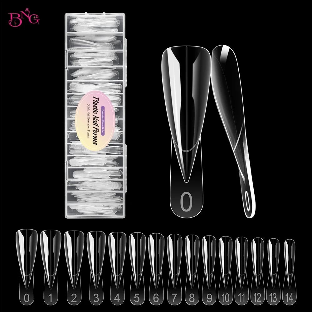 BNG Stiletto Nagel Dual-Formen Transparente Nagelverlängerungsformen 150 Stück 15 Größen Wiederverwendbare Gel-Verlängerungsformen für Builder-Gel-Maniküre – Detail 2
