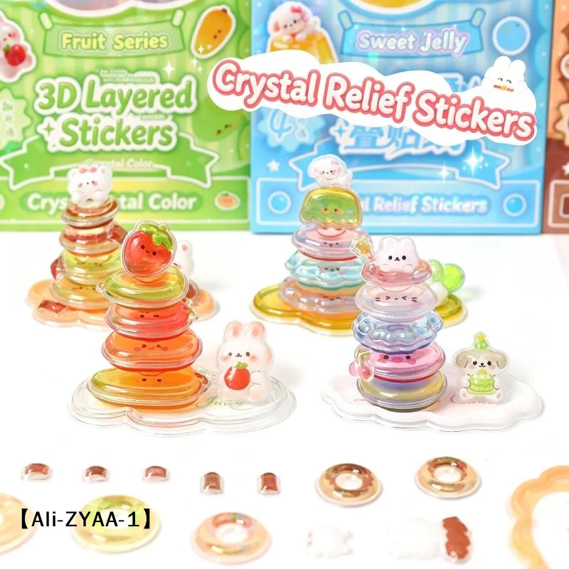 【A】3D Stacked Crystal Cute Animal Stickers For Girls Boys Classroom Prizes Handmade DIY Creative Gift Party Favors