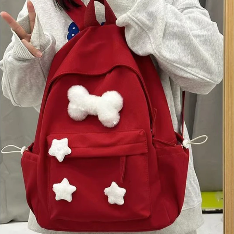 Mochila japonesa Kawaii Star para mujer, morral escolar informal que combina con todo, moda para estudiantes, estética Y2k