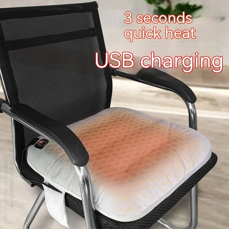 5V 10w USB Car Heated Seat Cushion Winter 5s Fast Heating Graphene 3-Level Seats Heater Waterproof Warmer Cover for Office Home