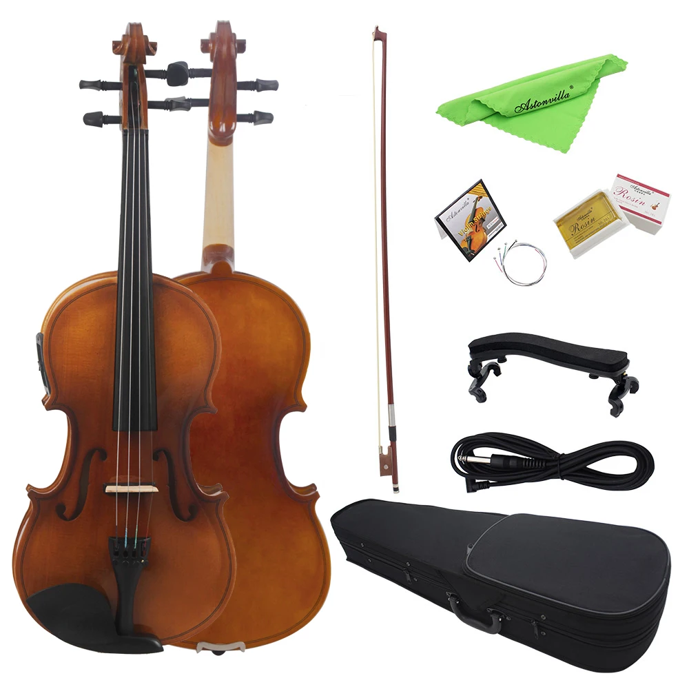 

Astonvilla 4/4 Electric Violin Acoustic EQ Vintage Surface Maple Back Electric Violin Case Shoulder Rest Parts & Accessories