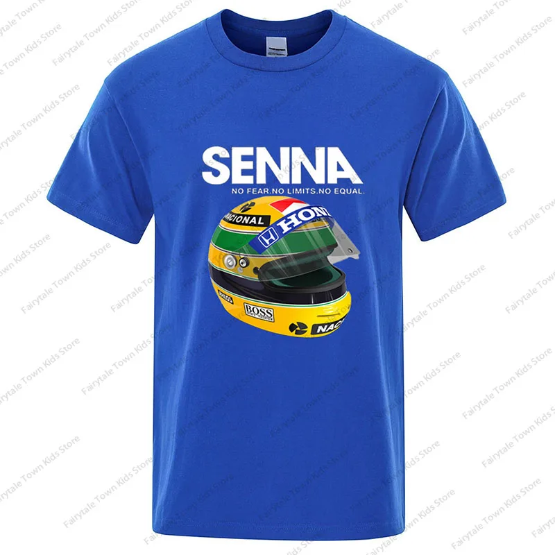 T-Shirt estiva da uomo in cotone Ayrton Senna Helmet Tee Tops abbigliamento 1 Race Car Man girocollo manica corta popolare T-Shirt per bambini/adulti