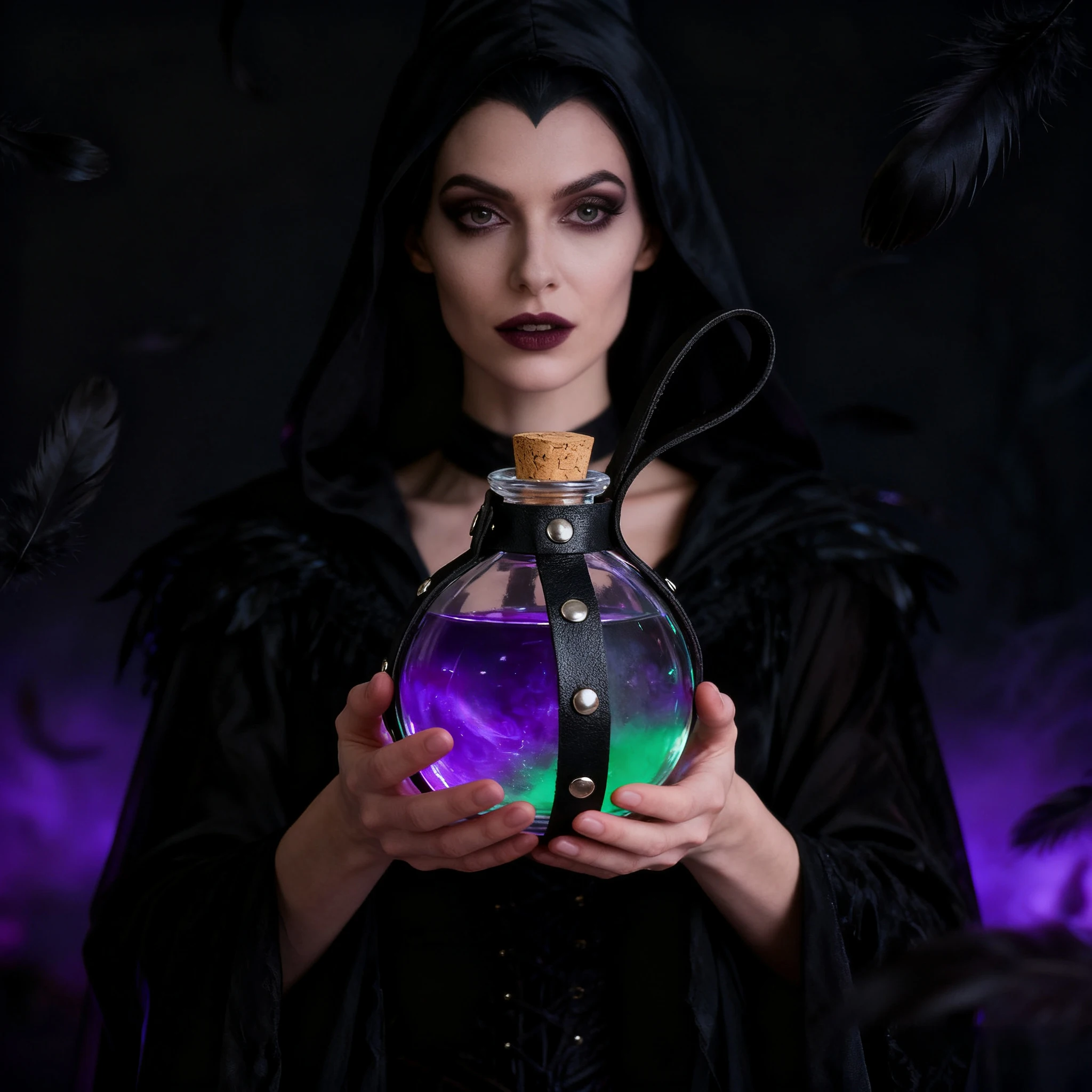 

1 шт. бутылка со милью колдовства с пробкой, круглый аксессуар для косплея из искусственной кожи, украшение для вечеринки в честь Хэллоуина для ведьм