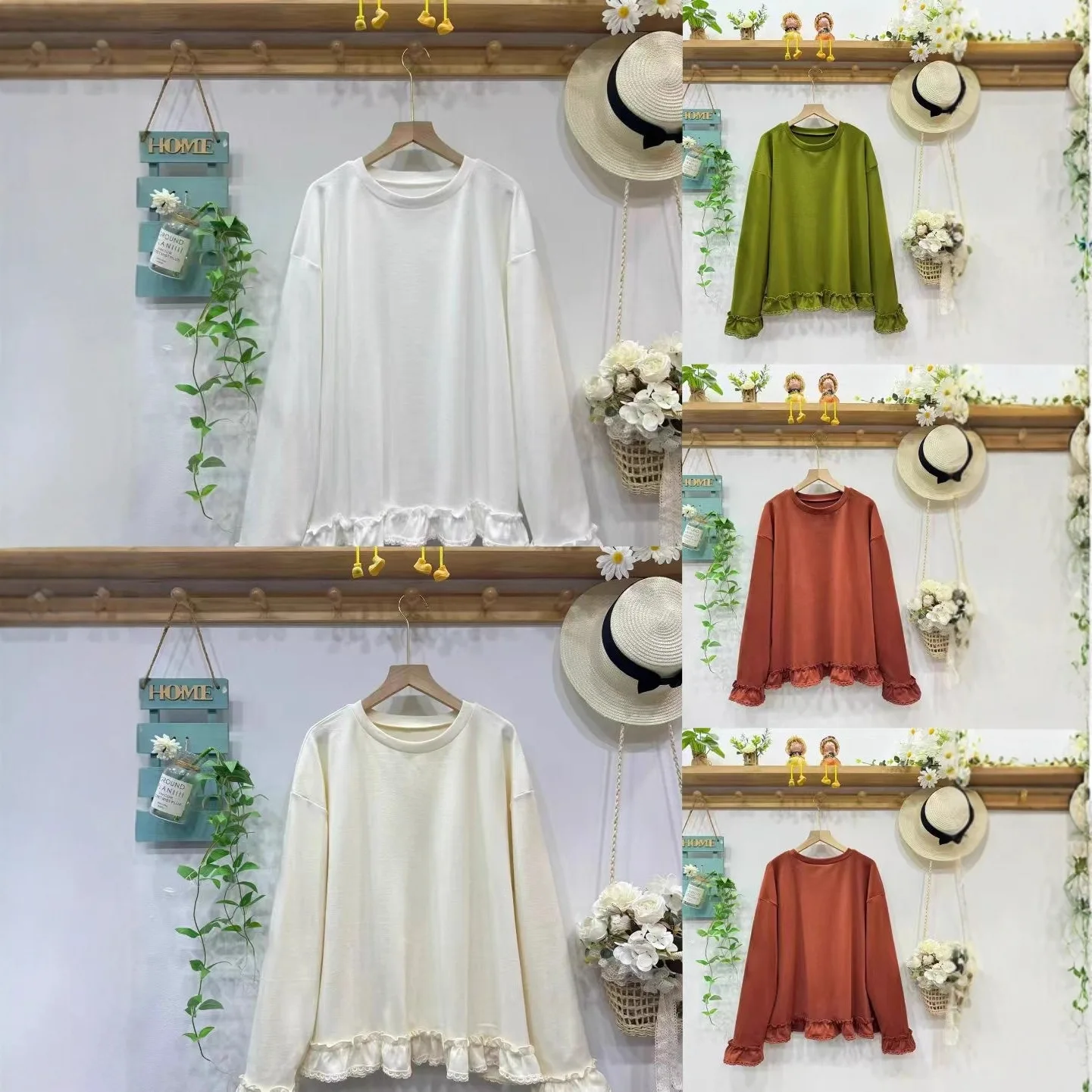 Japanische Mori Kei Kleidung Solide Candy Farbe Baumwolle T-Shirts Frauen Herbst Winter Oansatz Langarm Casual Lose Pullover Tops