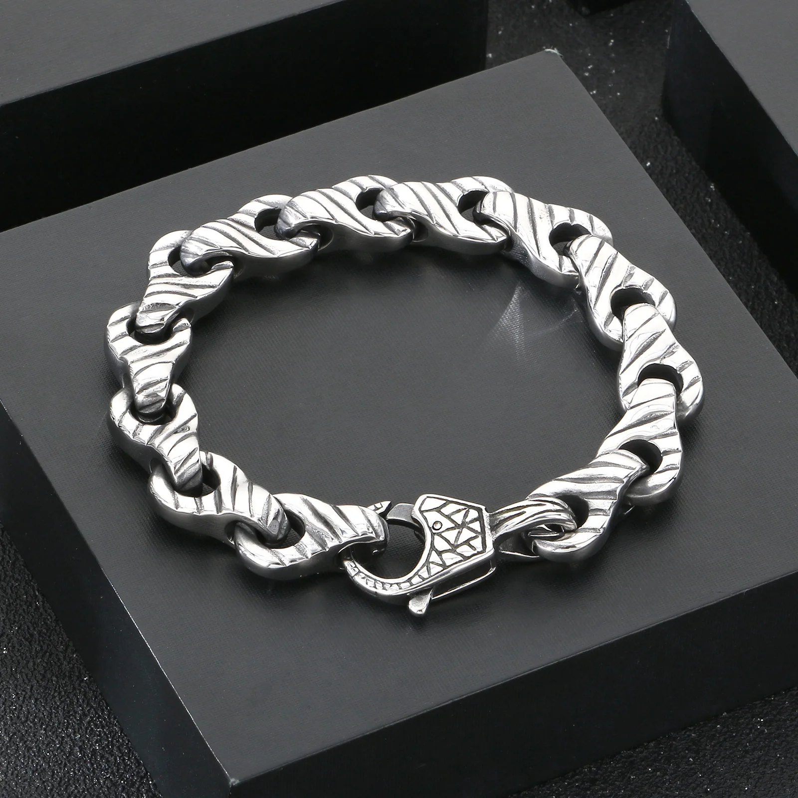 Fongten Stainless Steel Personalized Bracelet For Men Essential Items Trendy Matching Fashion Jewelry Party Birthday Gifts