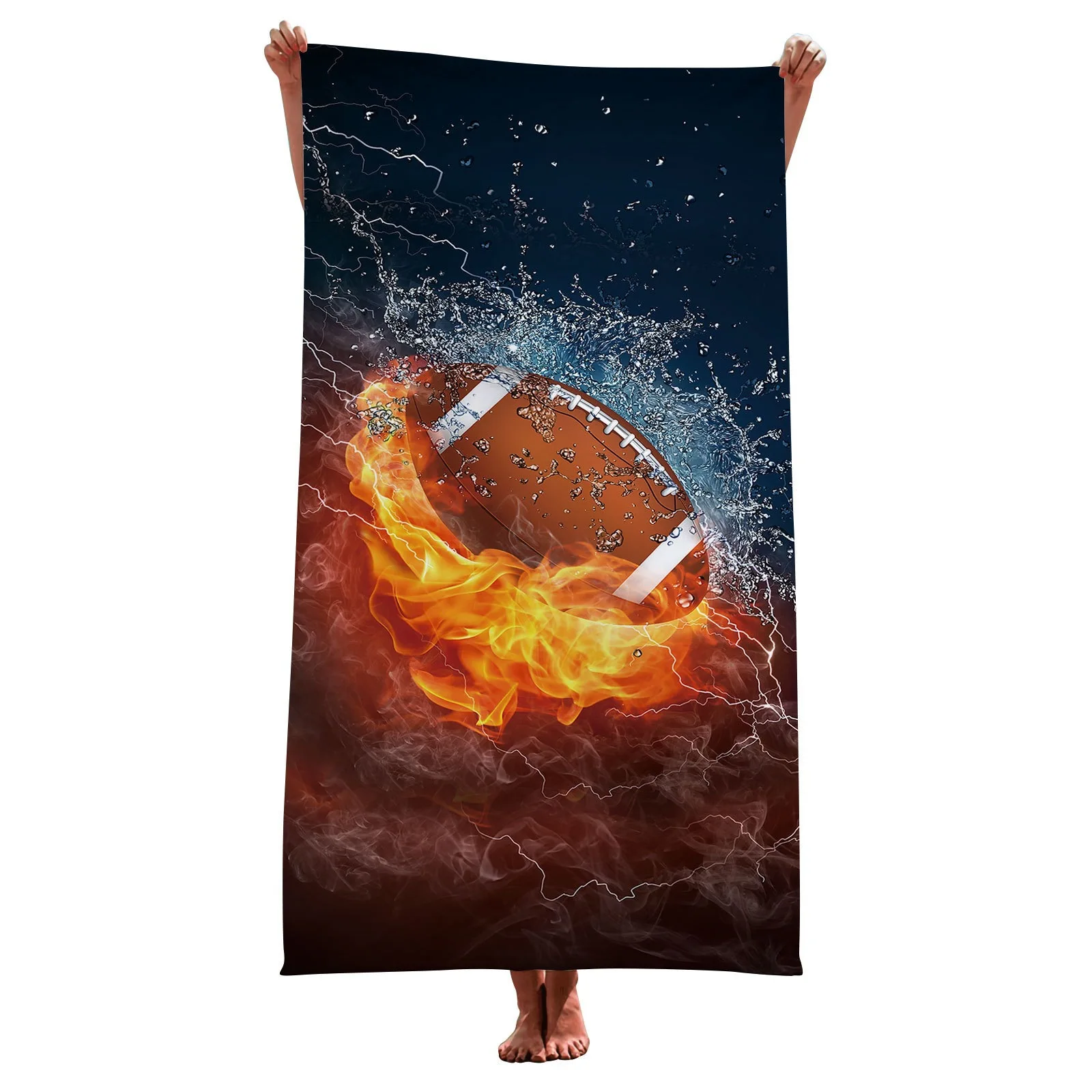 Football Beach Towel 3D Printed Personalized Microfiber Towel for Wedding Party Souvenir for Beach Swimming Bath Yoga Seaside