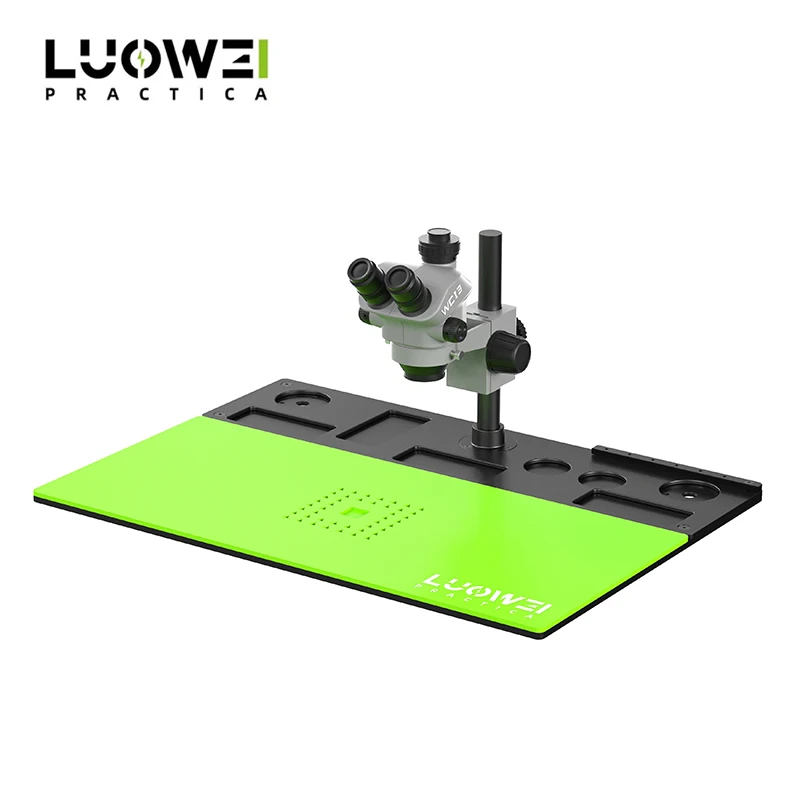 

LUOWEI WCI3 7-50X Triocular column with base Arm High definition continuous zoom microscope Fingerprint flying wire