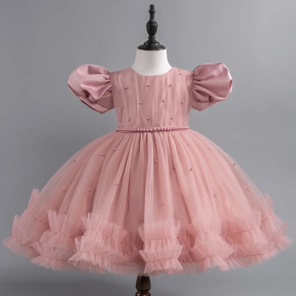 

Little Baby Clothing Beading Girls Wedding Dress Kids Birthday Party Princess Gowns Children Wedding Ceremony Costume 1-5