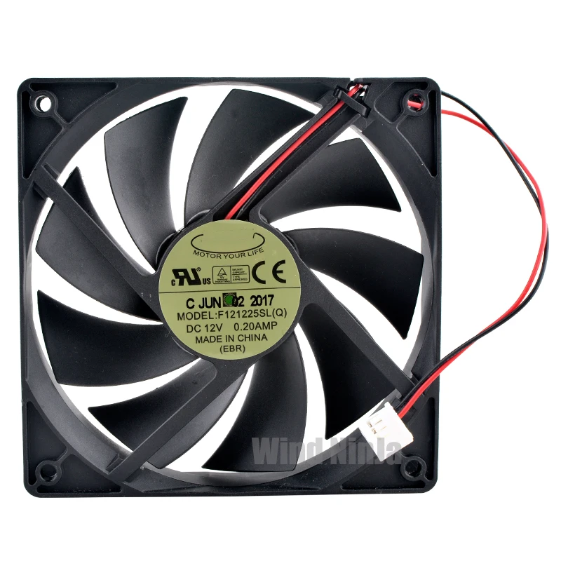 F121225SL 12cm 120mm fan 120x120x25mm DC12V 0.20A 2lines 1200rpm Quiet cooling fan for Gigabyte chassis power supply