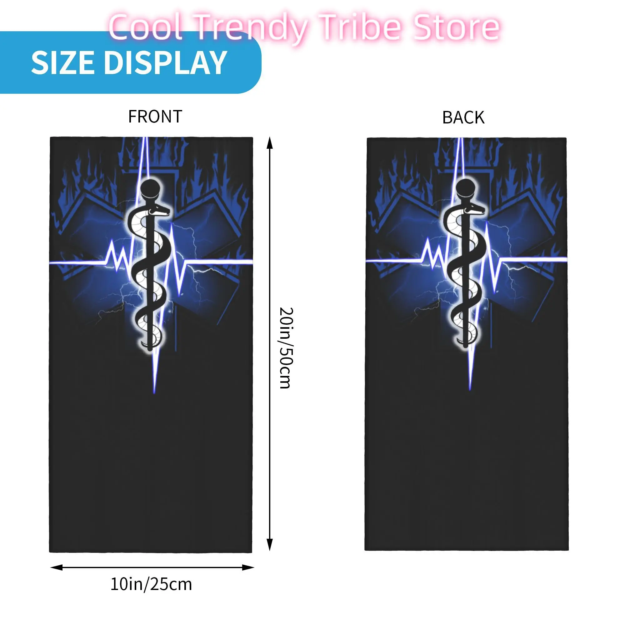 Custom Emt Star of Life Logo Bandana Neck Gaiter UV Face Scarf Cover Women Men Paramedic Health Care Headwear Tube Balaclava