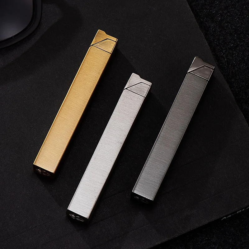 Square Column Cube Long Metal Inflatable Lighter Mini Open Flame Lighter Can Be Given As A Gift To Friends