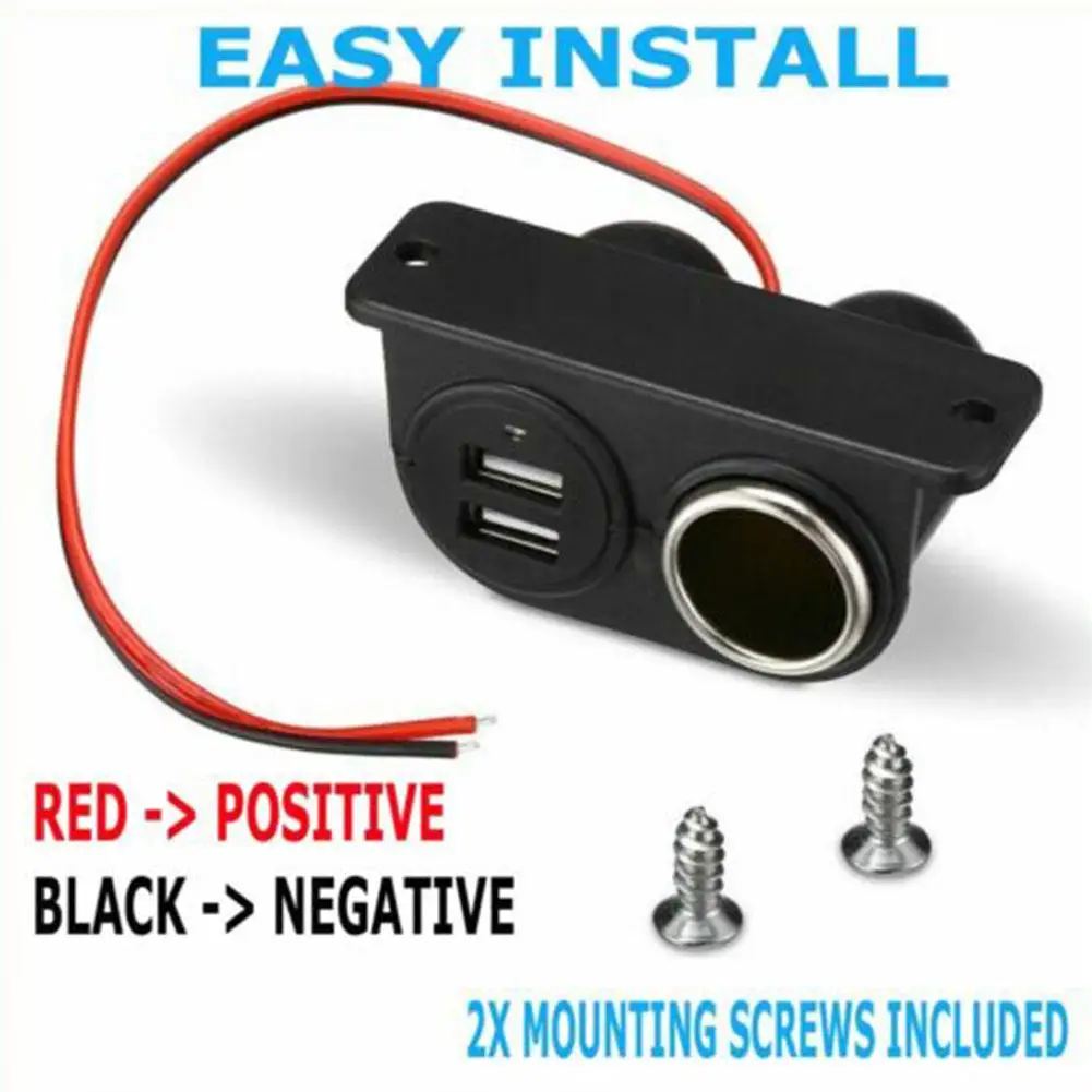 1PC Cigarette lighter socket USB 3.1A/3100ma Outlet Cigarette Lighter Socket Splitter with Voltmeter Car Charger Power Adapter