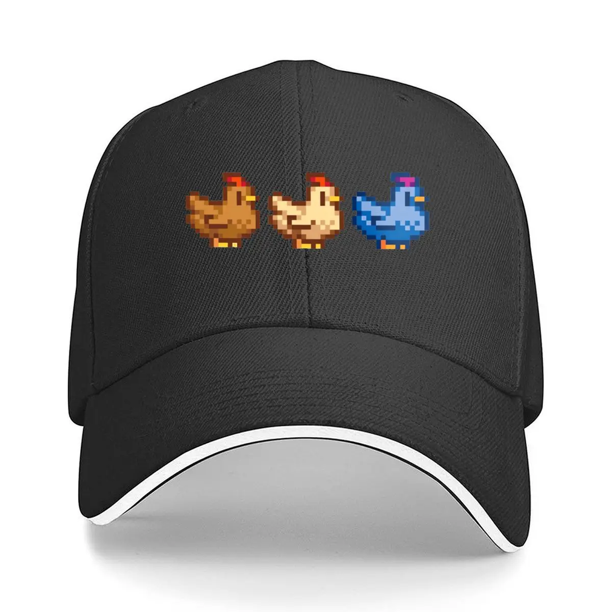 Pixel Chicken Blue Brown Hen Set Sandwich Baseball Cap Outdoor