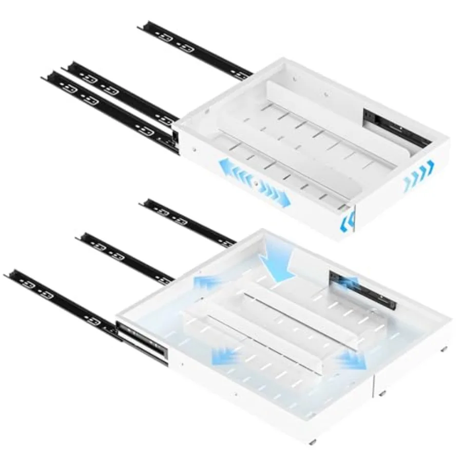 

Pull Out Cabinet Organizer Expandable 12.4"-20.08" W and (16.26"-22.44")D No Drill Slide Out Drawers with 3 Slide Rails 2Pcs Ma