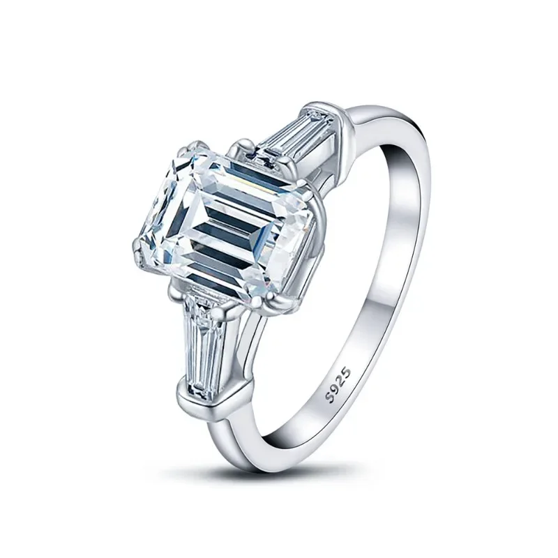 Luxury 2ct Moissanite Diamond Ring 100% Real 925 Sterling Silver Party Wedding Band Rings for Women Men Engagement Jewelry
