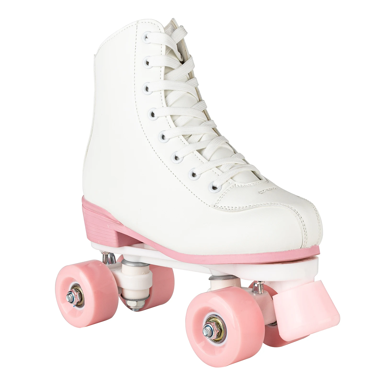 Size 32-40 Flash Double Row Roller Skates White Women Girls Beginner 4 Wheels Skate Shoes Outdoor Skating Training Quad Sneakers