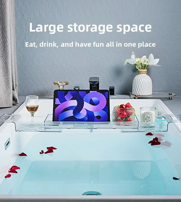 Foldable Telescopic Bathtub Caddy Tray Non-Drill Storage Shelf For Bathroom Bathing