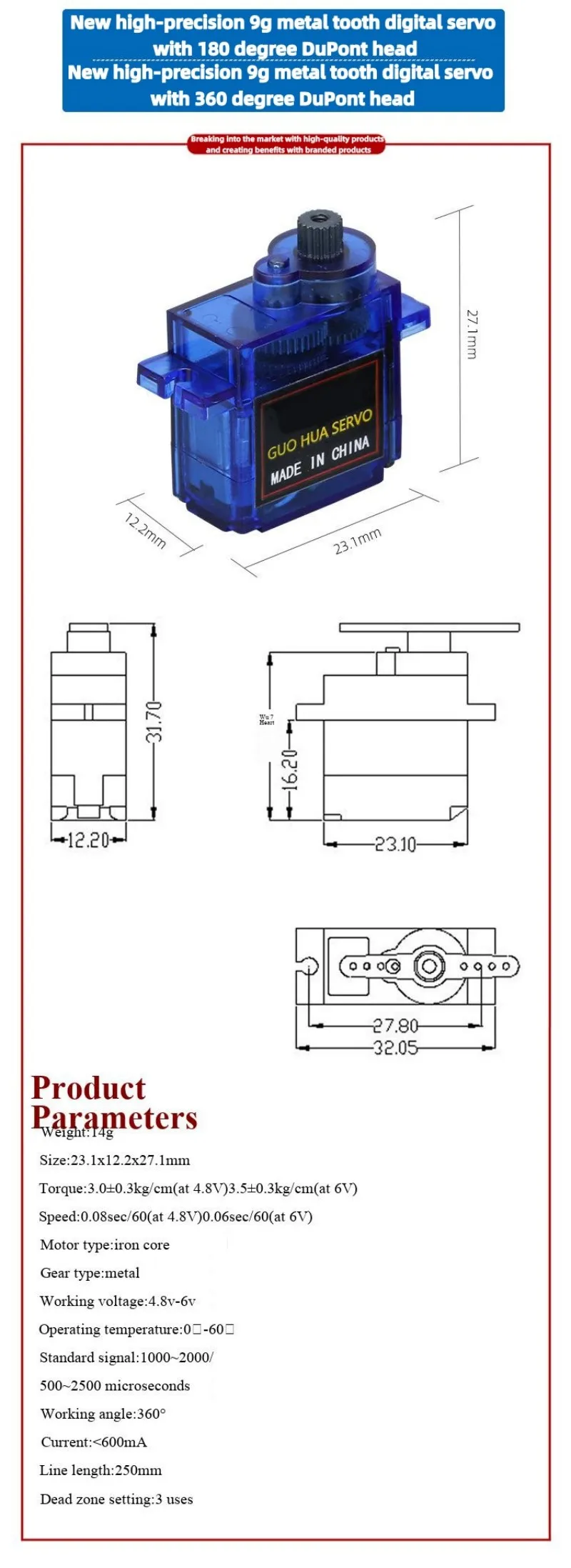 Servo SG90/5010 MG90S MG995/996R Servo Hubschrauber 9g Ferngesteuertes Flugzeug Motor Flugzeugmodell mit festen Flügeln – Detail 13