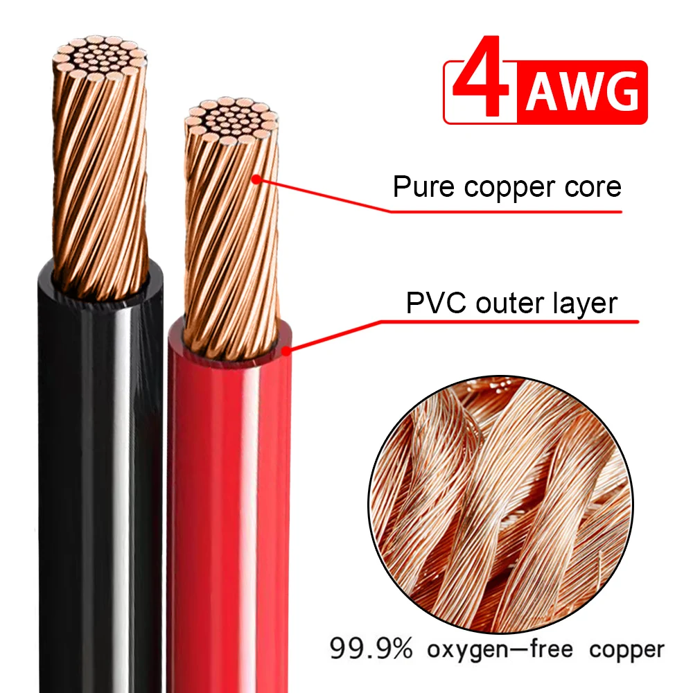 PVC Car Battery Cables Inverter Power Connector 4AWG Marine Battery Cable With Lug Awg Insulated Jacket For Auto Boats 30cm