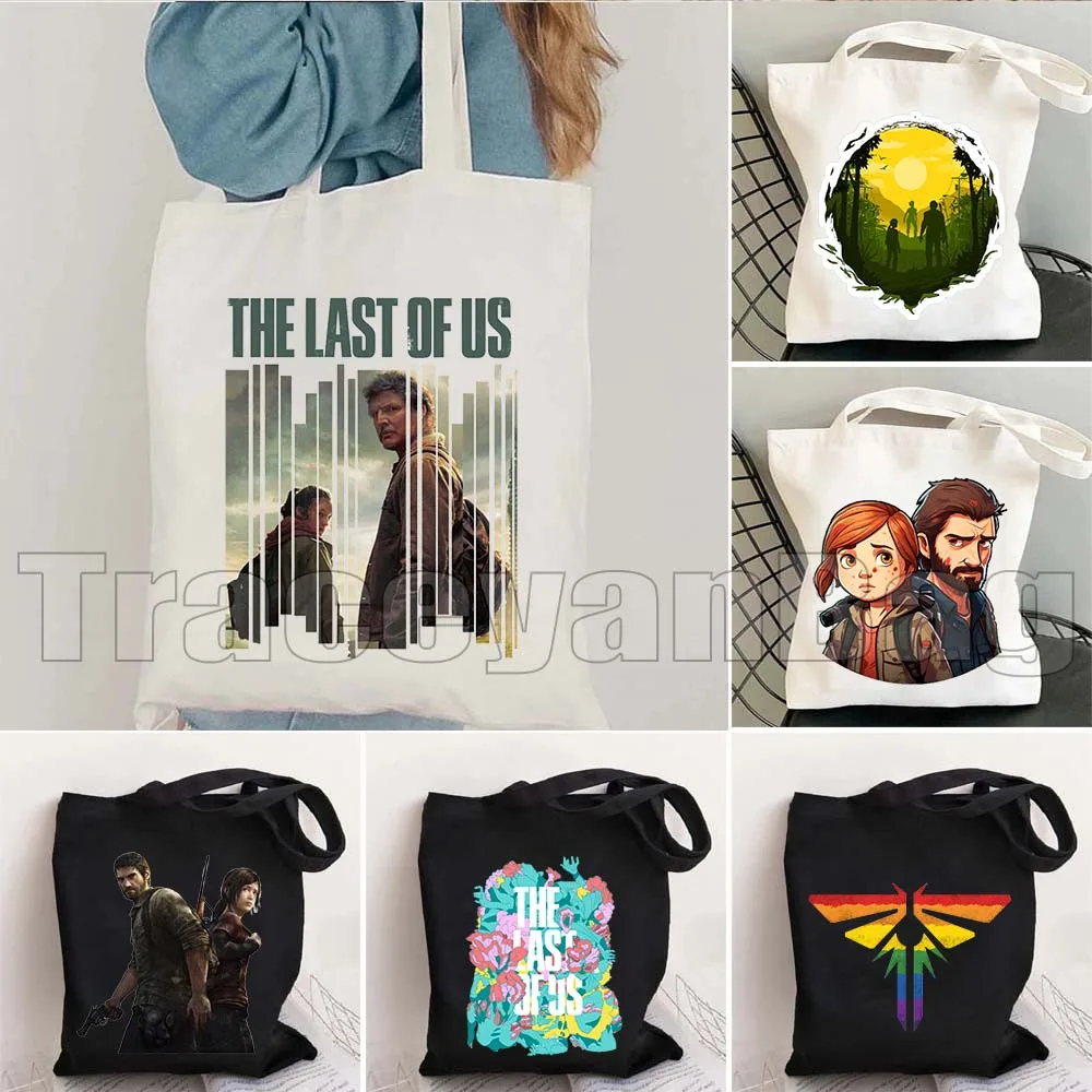 

Cute The Last of Us Game Fan Gifts Ellie and Joel Pedro Pascal Abby Anderson Canvas Shoulder Tote Bag Cotton Shopper ECO Handbag