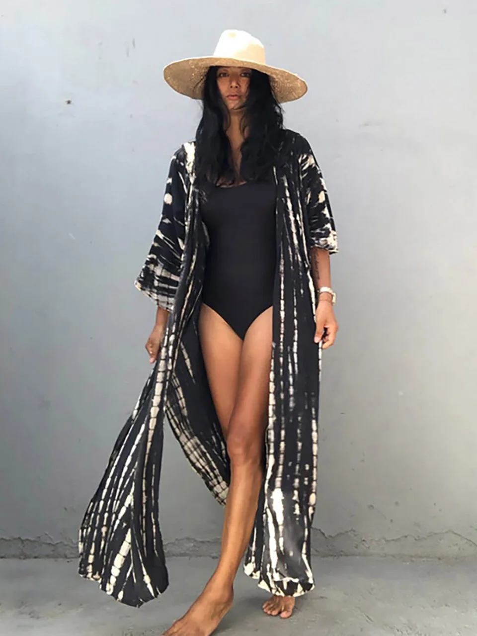 2023 Boho Printed Kimono for Women Bathing Suit Cover Up Casual Pareo Summer Bikini Cover-ups Beach Dress Tunic Robe De Plage