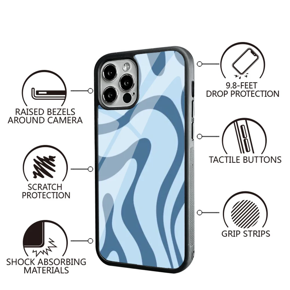 Abstract Swirl Pattern Phone Case For IPhone 11 12 13 14 15 Plus Pro Max Mirror Acrylic PC TPU Cover