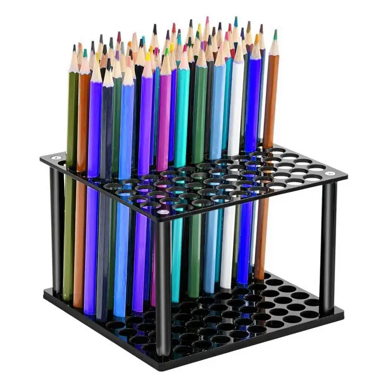 

Paint Brush Holder For Artist 96-Hole Paint Brush Stand 96-Hole Paintbrush Stand Acrylic Desktop Pen Storage For Colored Pencils