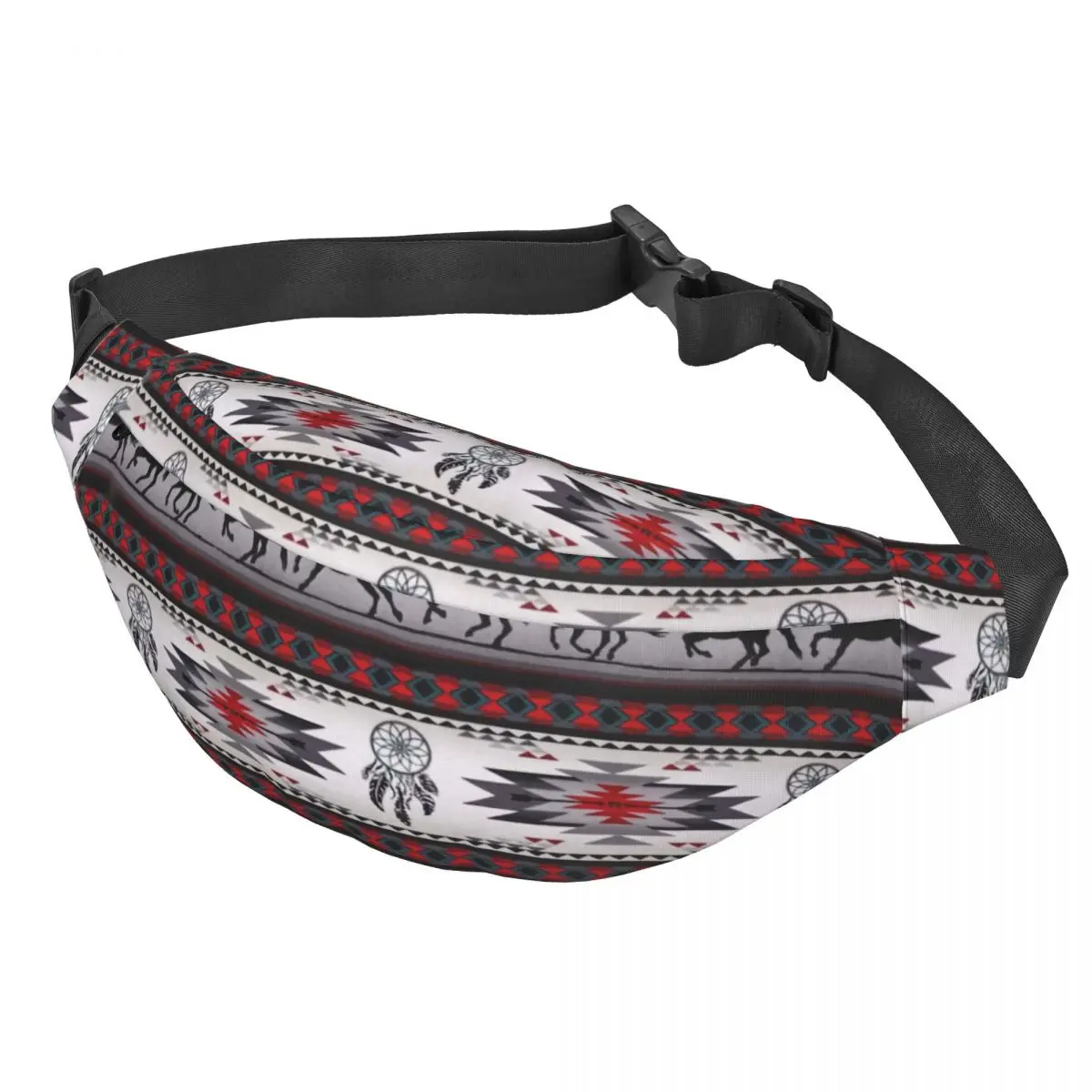 Custom Navajo Aztec Tribal Horse Pattern Fanny Bag Sling Crossbody Waist Pack Women Men Cycling Camping Phone Money Pouch