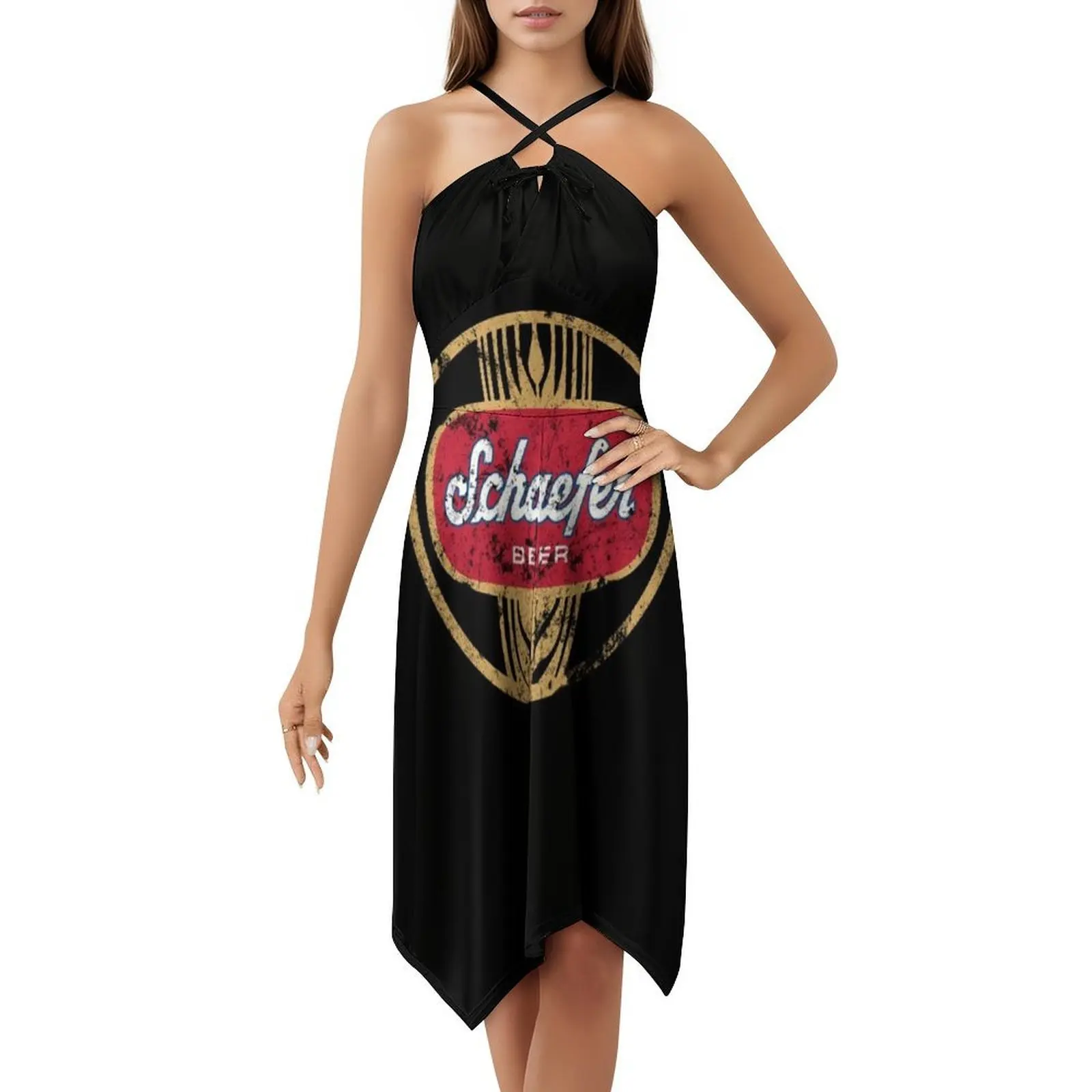 شافر البيرة تي شيرت نمط Preppy فستان قصير للنساء ألف خط فضفاض صالح فستان يوم غير رسمي Schaefer البيرة الملابس النسائية #5