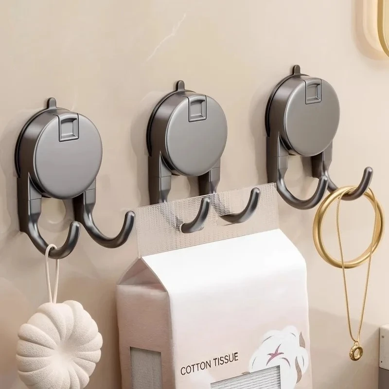 

Suction Cup Hook No Drilling Required Bathroom Hooks Kitchen Door Back Clothes Hook Dual Hooks Strong Load-bearing Hooks