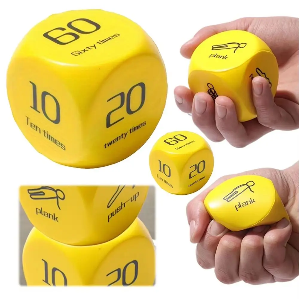 2Pcs Dynamic Exercise Fitness Dice Yellow EVA Sports Dice 6-Sided Plank/Push-up/Sit-up/Jump/Lunge Fun Exercise Dice