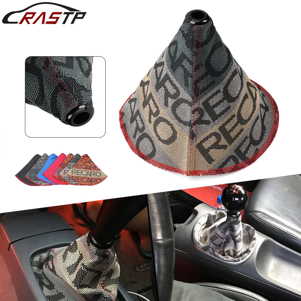 

RASTP-Free Shipping JDM Style RECARO Hyper Fabric Shift Knob Shift Boot Cover Shifter Lever Cover Auto Inter Accessories SFN126