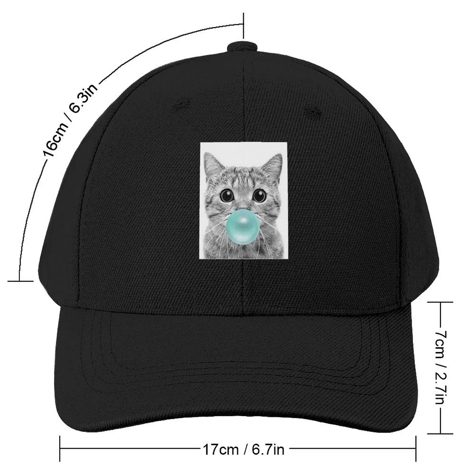 Cat Chewing Blue Bubble Gum Baseball Cap beach hat hard hat fashionable Fluffy Hat Women's Beach Outlet 2024 Men's