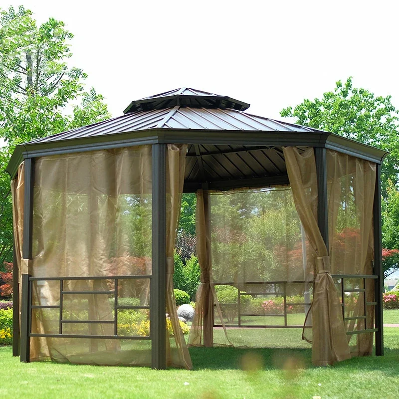 Outdoor Gazebo Courtyard Garden Sunshade Roman Tent Villa Aluminum Alloy Sun Shed Room Outside Aluminum Alloy Wooden House