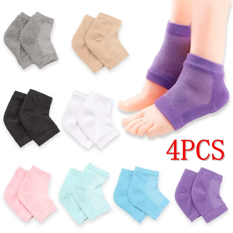 4 Stück Fersenabdeckung, Silikonhülle zur Reparatur von rissigen Fersen, feuchtigkeitsspendende Knöchelsocken, Schutz vor Rissen, halbe Schuhsohle, Fußpflege-Pads
