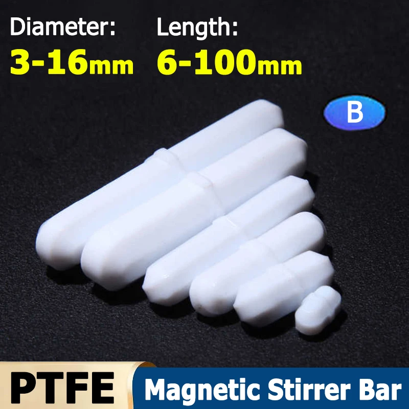 

1-50pcs Type-B Dia 3-16mm Magnetic Stirrer Bar PTFE Magnetic Stirrer Mixer Stir No Burrs Laboratory Experiment Length 5-100mm