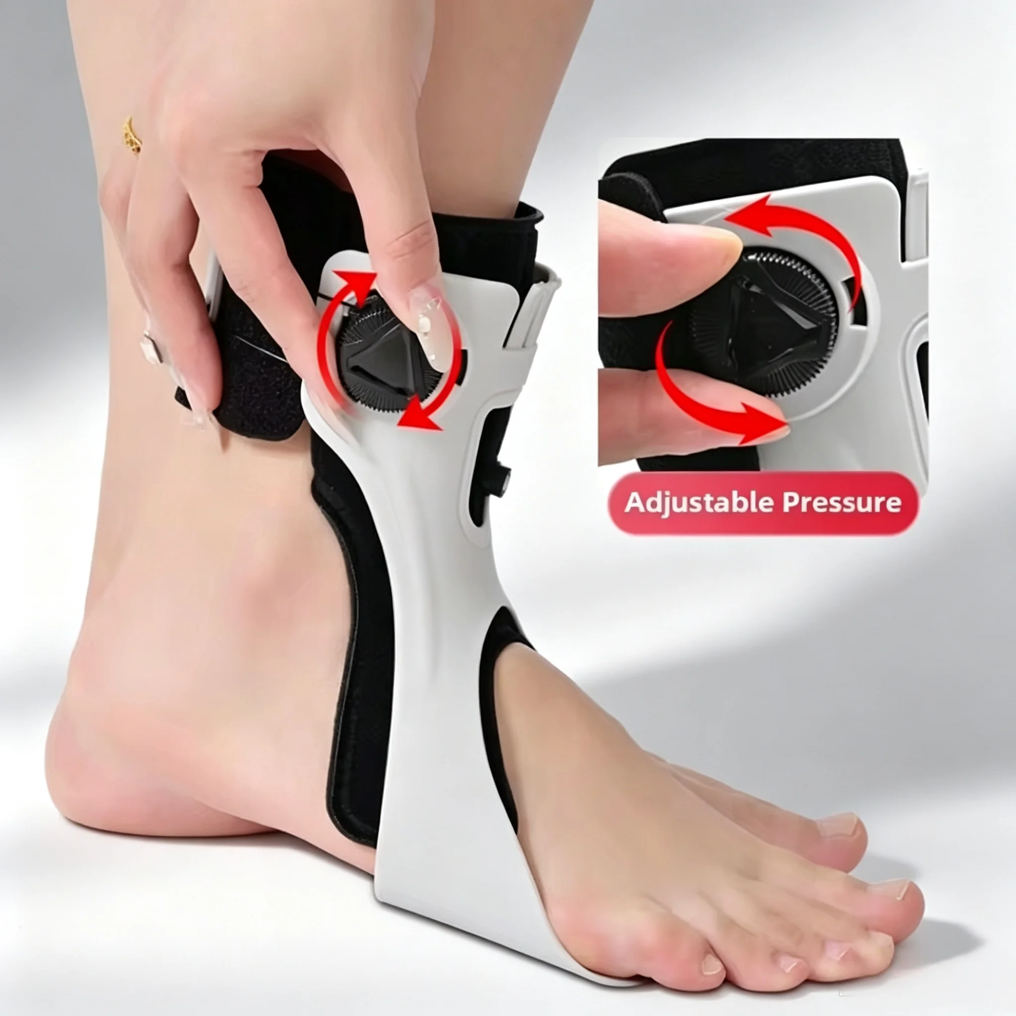 New Adjustable Knob Lace-up Foot Drop Corrector Brace Breathable AFO Ankle Orthosis for Foot Inversion Eversion & Rehabilitation