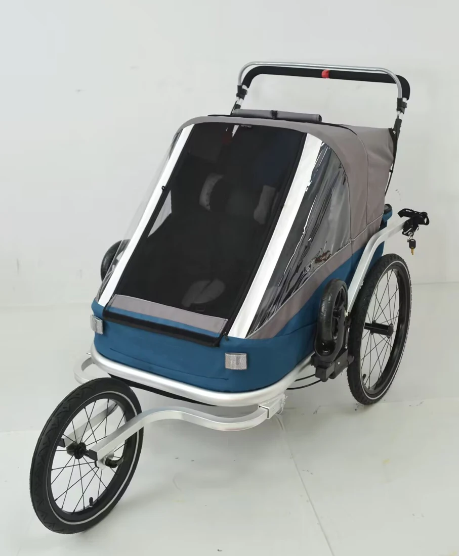 

Велосипедный прицеп с двойным сиденьем 3 в 1, детская коляска для бега, велосипедный прицеп для близнецов, преобразует в детскую коляску