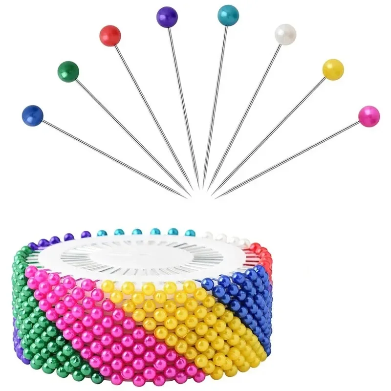 40 Stück Nähnadeln für Stoff, gerade Nadeln mit farbigen Köpfen, Korsagenstifte für Schmuck, DIY-Dekoration, Basteln und Nähen
