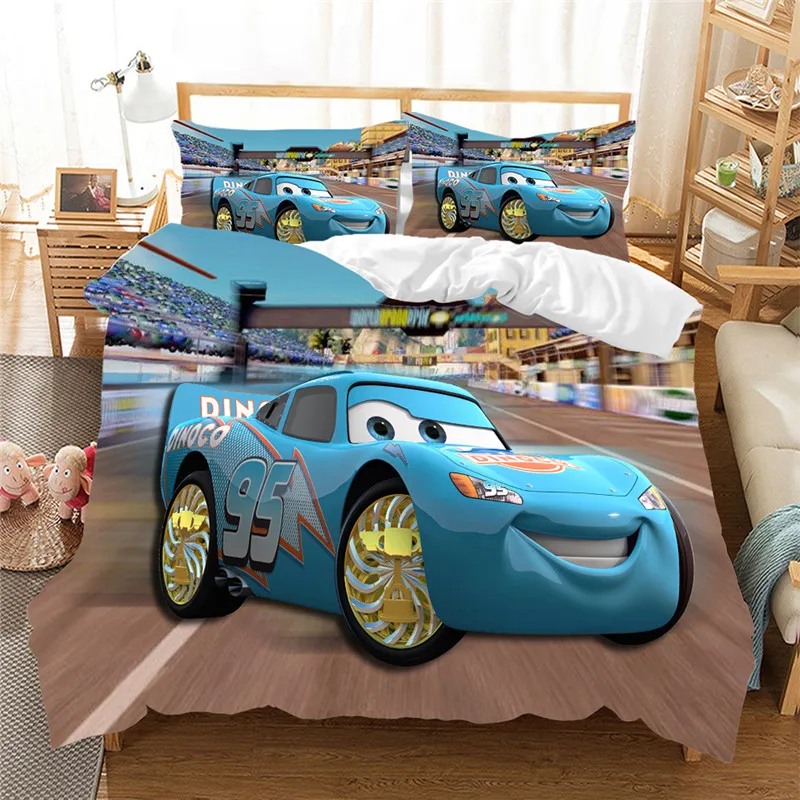 Imagem -06 - Disney Red Lightning Mcqueen Jogo de Cama do Carro para Crianças Quarto Decoração Rei Capa Edredão Conjunto Único Menino Crianças Presente Dropship