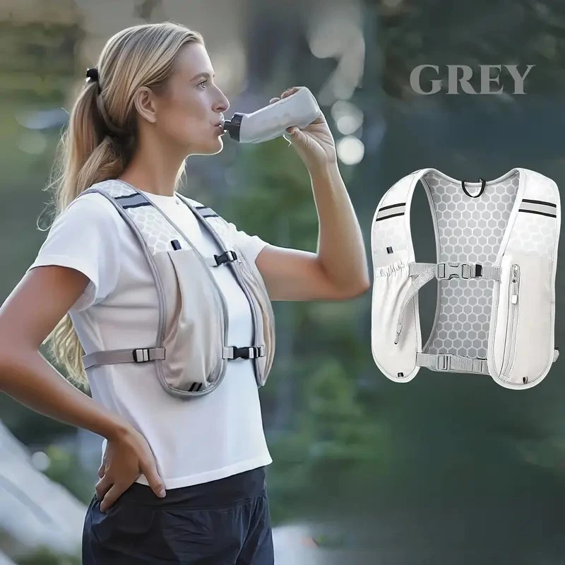 

2025 new Biking Running Storage Vest Lightweight Running Vest Reflective Hydration Water Chest Pack With Phone Storage Pocket