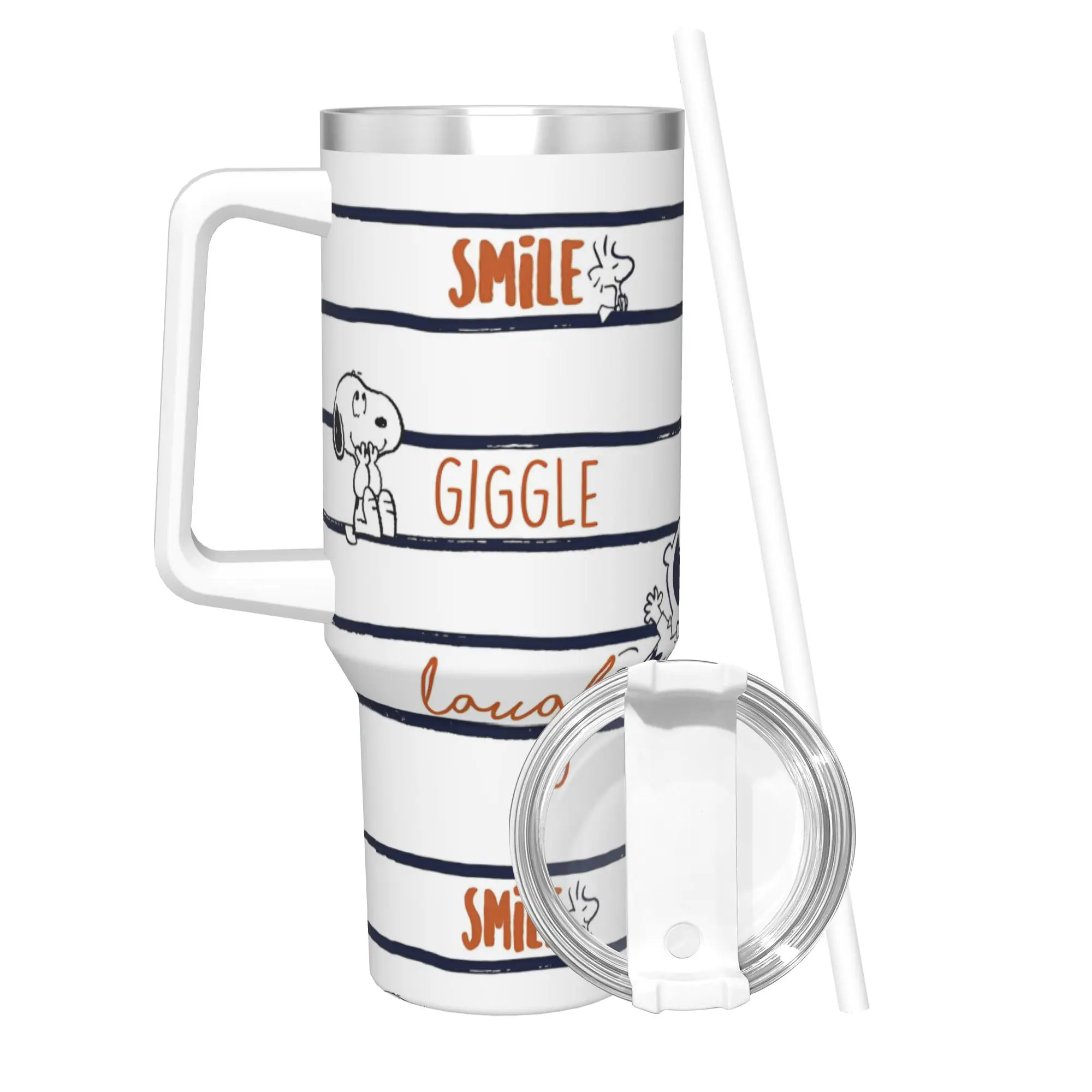 

Изолированный стакан Snoopy с арахисом и крышкой, кофейные кружки из нержавеющей стали, чашка для горячих и холодных напитков с двойными стенками, 40 унций