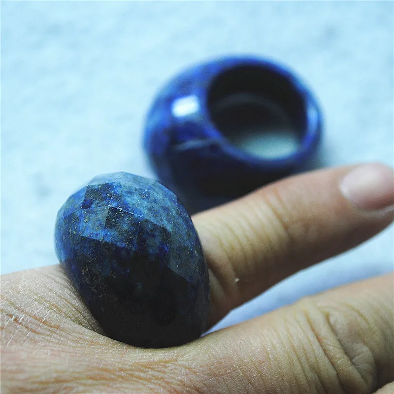 1PC New Mens Finger Rings Natural Lapis Lazuli Gemstone Material 17MM 22MM Hole Diameter Size Top Fashion Jewelry