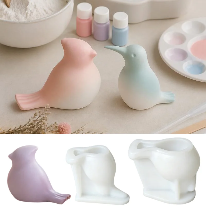 3D Bird Silicone Candle Mold DIY Cute Little Bird Candle Making Supplies Handmade Soap Plaster Resin Molds Home Decor Craft Gift
